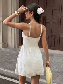 Elyressa Women's Knitted Chic And Sexy Fashionable New Style Elegant Summer Women's Short Dress - Apricot - View 2