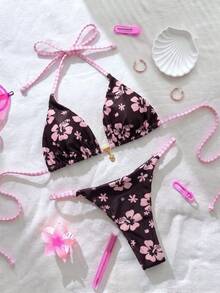 Elavelle Springbreak 女款沙灘裝 夏季女裝 純色細肩帶性感比基尼套裝 - 彩色 - 查看 3