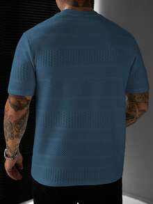 Manfinity Homme Men's Colorblock Casual Everyday Short Sleeve T-Shirt - Teal Blue - View 2