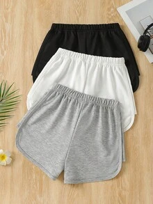 Tween Girls Casual Street Style Minimalist College Colorblock Multi-Color Multi-Piece Shorts Set - Multicolor - View 3