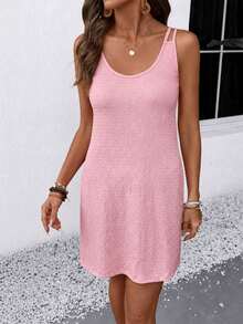 EMERY ROSE Women's Solid Color Casual Daily Mini Dress - Pink - View 6
