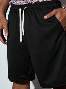 Modcrash 2pcs/Set: Men's Casual Drawstring Sports Shorts, Black & Grey - Multicolor - View 6