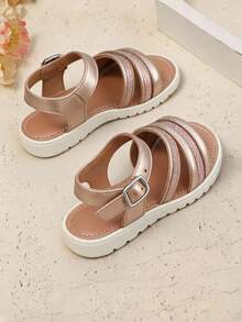 Sandalias para Niña y Hebilla Ajustable - Camel brilloso - Ver 3