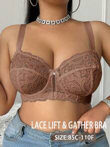 Divavoom Plus Size Lace Underwire Bra, 1pc - Coffee Brown - View 3