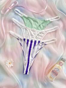 Eraneu 女款性感內褲3件組丁字褲 - 彩色 - 查看 2
