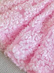 SHEIN Glamorique Kids Vestido de princesa para bebé niña con mangas de mariposa, lazo desmontable en la espalda, corpiño de satén brillante, falda con bordado floral 3D, adecuado para la fiesta del primer cumpleaños del bebé, vestido de niña de flores, fiesta de cumpleaños de bebé niña, fotos familiares, vacaciones diarias, graduación, vestido corto de verano - Rosa - Ver 7