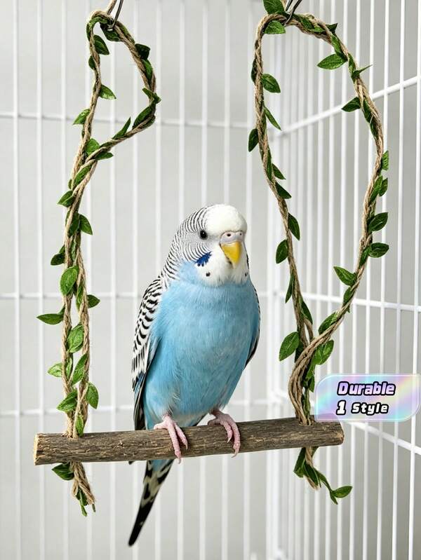 1 Pack Natural Wooden Parrot Swing Toy, Chew Resistant Nail Grinding Perch, Interactive Bird Cage Accessory For Small Medium Parakeets Cockatiels Budgies, Entertainment Training Bird Play Stand
