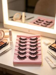 FindLove 7 Pairs Natural Crossing Faux Mink Eyelashes, Lightweight & Fluffy, Handmade, 10-16mm, Ultra-Light, Natural Look, Individual False Eyelashes, Suitable For Makeup - cross model - View 2