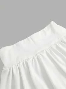 Girlism 青少年女孩休閒運動學院風開學季內建內搭褲A字荷葉邊裙襬裙，春夏涼爽基礎日常款 - 白色 - 查看 4