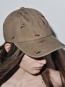 Noxbound Topi Baseball Bordir Anjing Dachshund Bergaya Retro dan Klasik, Bagian Atas Lembut untuk Menampilkan Wajah Kecil, Topi Pelindung Matahari untuk Pasangan di Luar Ruangan - Khaki - View 3