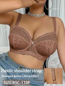 Divavoom Plus Size Lace Underwire Bra, 1pc - Coffee Brown - View 6