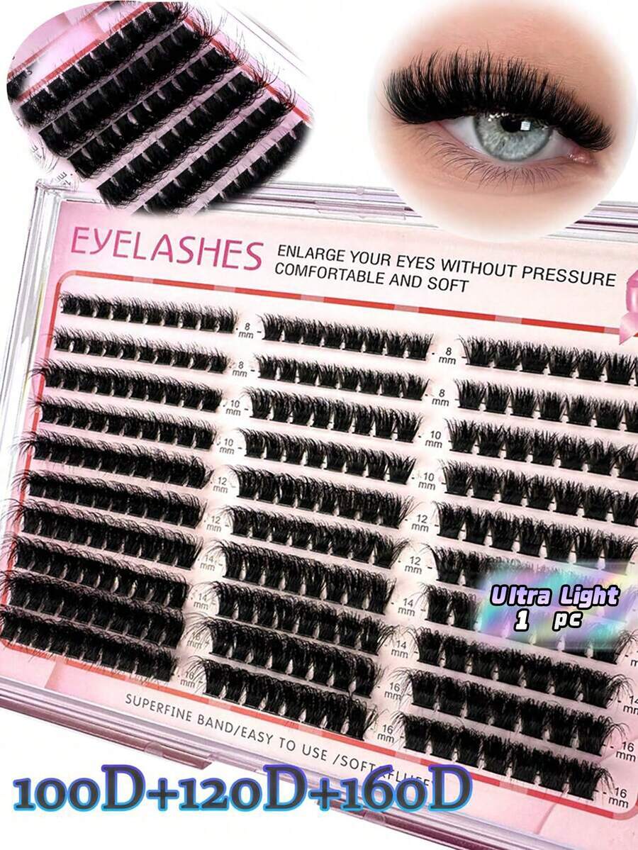 0.07mm Fine Eyelash Hot Melt Cluster Mixed Length Mink-Like Eyelash Extension 3D Russian Curl Individual Eyelash Group Makeup Black Eyelash Plastic Box - Black - View 1