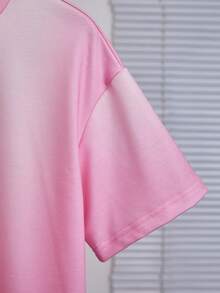 SHEIN 女童服飾 Casuvi Kid 2件套 粉色針織T恤 + 寬鬆可愛款，聖誕、開學季適用 - 粉色 - 查看 4
