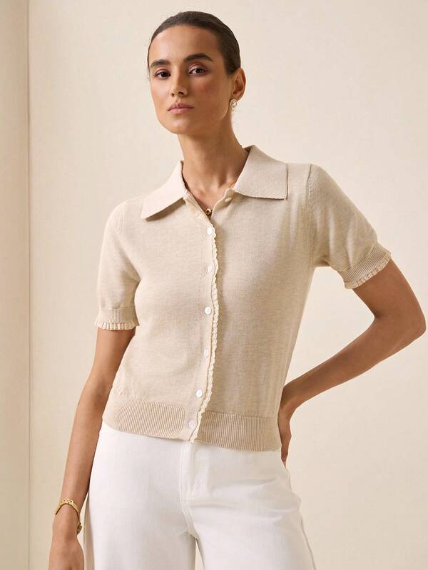Briarwyn Cardigan casual versatile da donna a maniche corte, tinta unita, per uso quotidiano