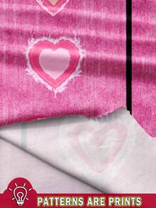 SHEIN 2pcs/Set Valentine's Day Heart Pattern Young Girl's Casual Loose Round Neck Long Sleeve Sweatshirt And Flared Pants Set - Multicolor - View 3