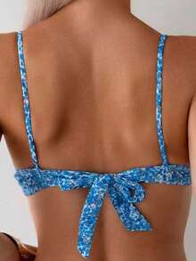 Conjunto de bikini de dos piezas con estampado para vacaciones de mujer (parte superior y Bottom), estampado aleatorio para playa de verano - Multicolor - Ver 5