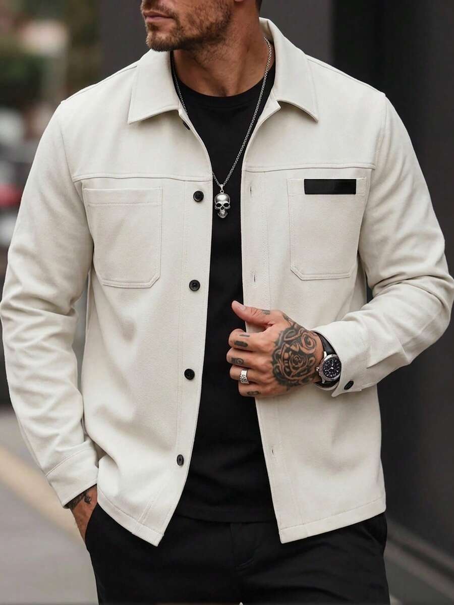 Manfinity Homme Chaqueta casual de unicolor para hombre, corte slim, para exteriores - Albaricoque - Ver 1