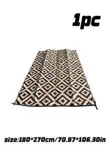 Waterproof Outdoor Rug 9x12 Ft, Reversible Plastic Straw Patio Rug For Camping, RV Mat Outside, Indoor Outdoor Carpet For Porch, Deck, Backyard, Camper, Balcony, Picnic, Black & Beige - multicolor - View 10