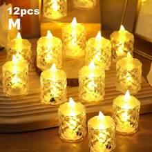 12/24pcs Crystal Diamond Shaped LED Candle Light,Battery Powered Flameless Candle Light, LED Decorative Tea Candle Light With Battery,Ideal For Wedding, Dining Table, Festival Decoration,Parties Desktop Decoration Candles - warm light - View 21