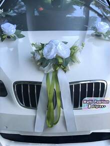 1PC Wedding Car Hood Flower Decoration Vehicle Bouquet Party Decor For Mirror Seat Belt Romantic Atmosphere Indoor Home Decoration - Multiple Styles - View 1