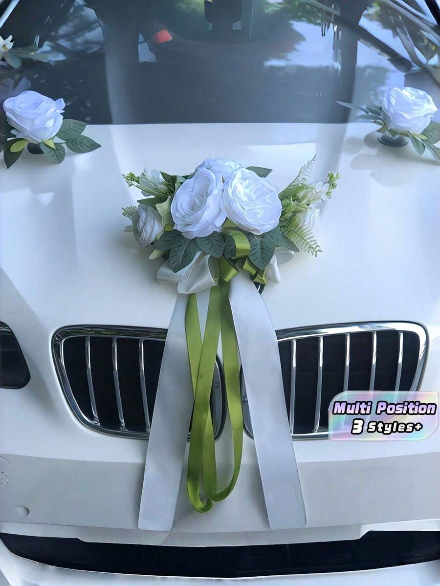 1PC Wedding Car Hood Flower Decoration Vehicle Bouquet Party Decor For Mirror Seat Belt Romantic Atmosphere Indoor Home Decoration - Multiple Styles - View 1