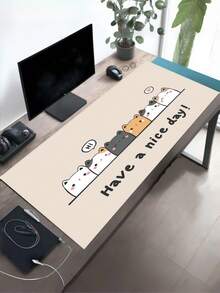 1PC Extra Large Oversized Washable Non Slip Cute Kitten Illustration With Have A Nice Day Lettering Mouse Pad Desk Mat Computer Keyboard Laptop Pad Office Home Gaming Accessory Gift For Friends Colleagues Gamers Holiday Season - multicolor - View 2