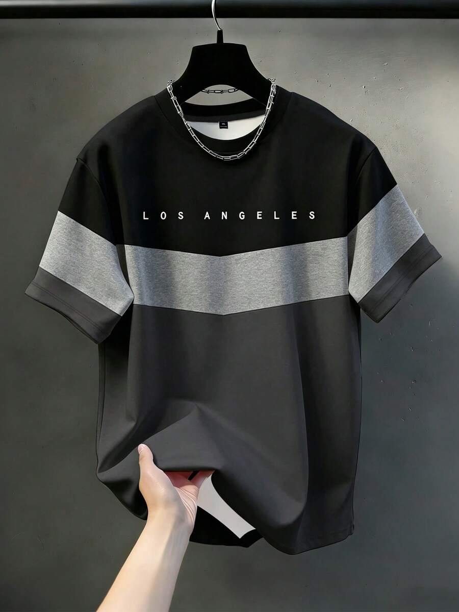 Manfinity Homme 男士大尺碼休閒舒適上衣,時尚T恤,百搭上衣 - 彩色 - 查看 1