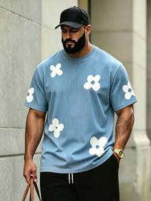 Manfinity Homme Men's Plus Size Casual Comfortable Fashion T-Shirt, Elegant Versatile Top - Multicolor - View 3