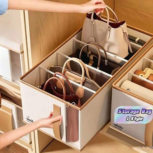 1 buah Sisipan Organizer Tas Tangan Lipat Elegan Warna Putih, Desain Multi-Kompartemen, Cocok untuk Dompet, Sepatu, dan Aksesoris, Penyimpanan Hemat Ruang di Lemari Pakaian, Pembatas Tahan Lama untuk Barang Mewah