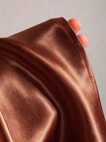 Sweetra Women's Solid Color Casual Versatile Daily Skirt - Rust Brown - View 5