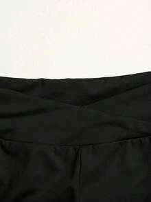 SHEIN Girlism 青少年女孩運動服 3 件套：黑色針織長袖立領拉鍊外套、背心與單車緊身褲 - 黑色 - 查看 8