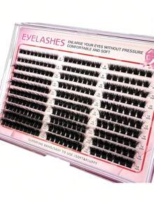 0.07mm Fine Eyelash Hot Melt Cluster Mixed Length Mink-Like Eyelash Extension 3D Russian Curl Individual Eyelash Group Makeup Black Eyelash Plastic Box - Black - View 2