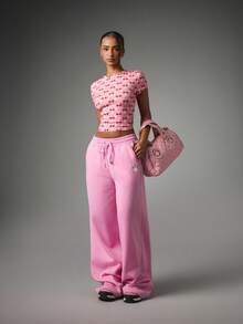 Missguided x Playboy Bunny Cherry All Over Print Crop Slim Fit Tee Short Sleeve Crew Neck Casual Y2k Cute Summer Top Going Out Pink And White - Multicolor - View 3