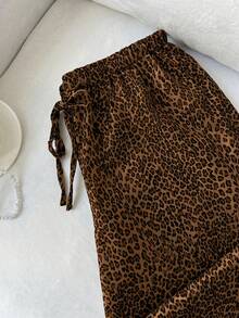 Flirla 2025 Thin Sexy Leopard Print Wide Leg Pants, Daily Wear, Back To School - Brown - View 3