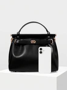 MOTF PREMIUM WOMEN'S HANDBAG, EXQUISITE AND SIMPLE DAILY COMMUTER TOTE BAG - Black - View 5