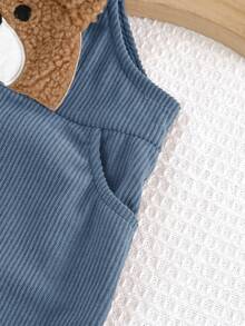 Cozy Pixies Baby Boy Cartoon Bear Pattern Overall Jumpsuit, Versatile And Comfortable, Suitable For Spring And Autumn - Blue - View 5