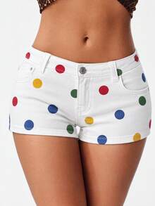 SHEIN ICON 女款低腰牛仔迷你短褲 - 彩色 - 查看 6
