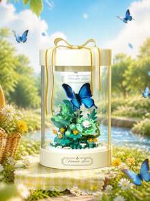 POKOJA LAND Vackra byggklossar med fjärils- och blommotiv med akrylskydd mot damm, exklusiv förpackning, skrivbordsdekoration, insekts- och blomkloss-set, idealisk present till födelsedag, jul och alla högtider - Multifärgad - Visa 9
