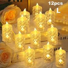 12/24pcs Crystal Diamond Shaped LED Candle Light,Battery Powered Flameless Candle Light, LED Decorative Tea Candle Light With Battery,Ideal For Wedding, Dining Table, Festival Decoration,Parties Desktop Decoration Candles - warm light - View 16