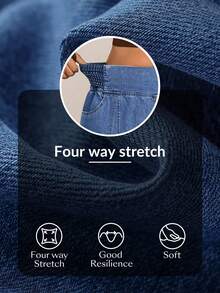 Flexra Chic Light Blue Elastic Waist Wide Leg Loose Fit Daily Wear Plus Size Jeans For Women - Medium Wash - View 7