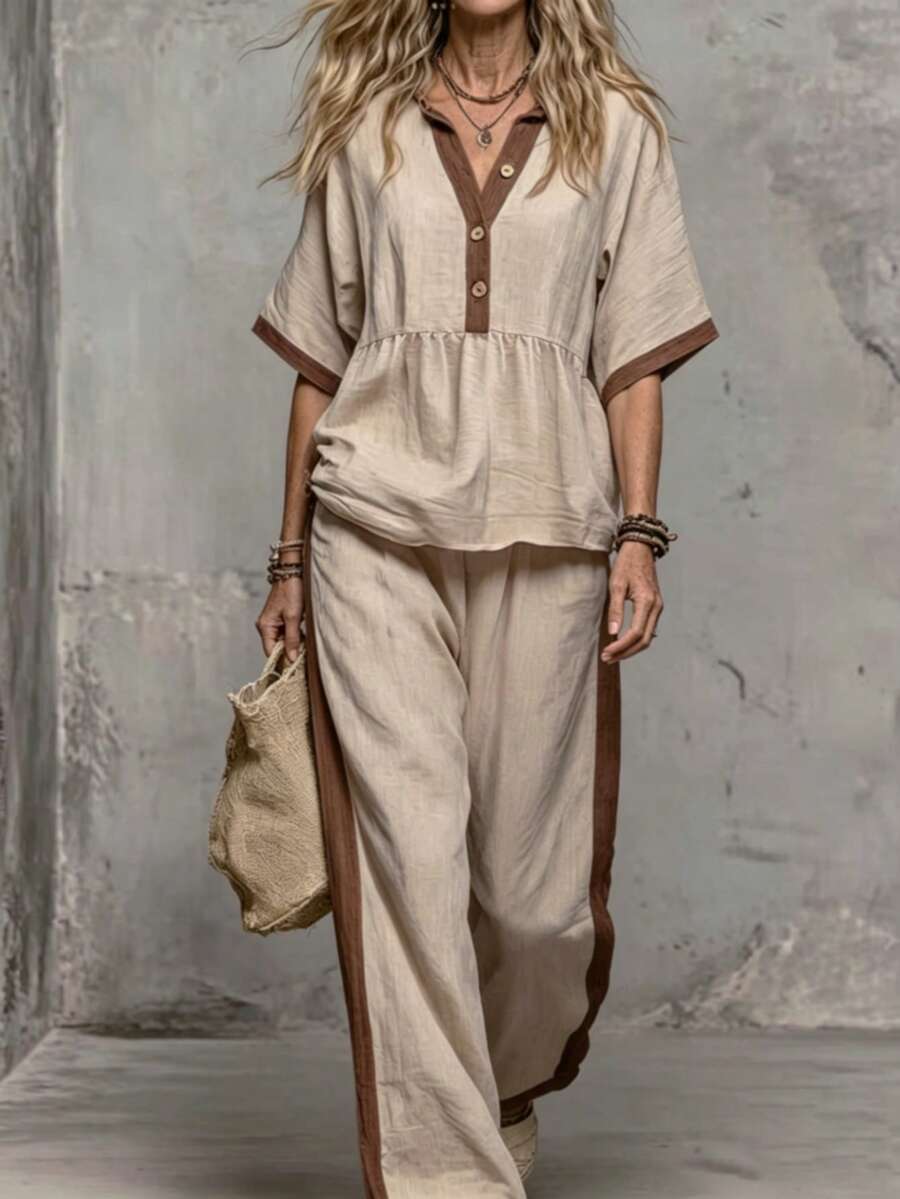 SHEIN LUNE 2026 Spring/Summer Women's Linen Texture Casual Tropical ...