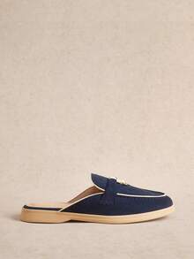 Rosivie 女款時尚休閒深藍色平底樂福鞋，通勤與派對皆適用 - 藏藍色.. - 查看 2