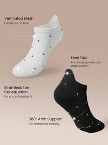 GLOWMODE Arch Support Everyday Socks Gym - White+Grey+Black Polka Dots - View 4