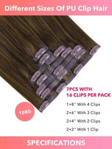 Seamless Clip Ins 7PCS Seamless PU Clip In Human Hair Extensions 100% Real Human Hair 14-22 Inch Balayage Ombre Blonde Color Skin Weft Remy Hair Extensions 110G With Clip - S1/2/5 - View 4