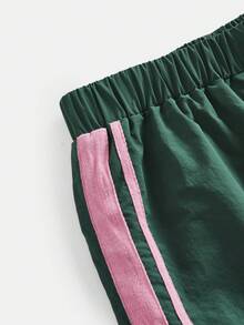 SHEIN Tween女孩春夏季新款流行多巴胺彩色對比色織帶長褲 - 彩色 - 查看 5