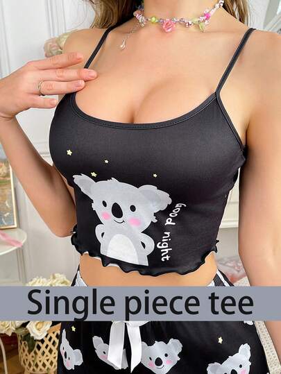 SHEIN Top de tirantes de mujer con estampado de koalas de dibujos animados