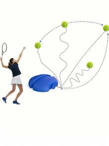 1 Set Single Player Tennis Trainer With Base, Durable Wear-Resistant Elastic String Rebound Tennis Ball, Adult Self-Practice Tennis Training Equipment Kit - Multicolor - View 2