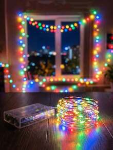1pc 3/5M Home Decor Copper Wire Light String,Battery Operated Indoor Room Decor String Lights, Suitable For Bedroom Decor,Wedding Party Holiday Decoration Lights,Camping Tent Decor Fairy Lights,Outdoor Garden Decor String Lights - لون خفيف - مشاهدة 2