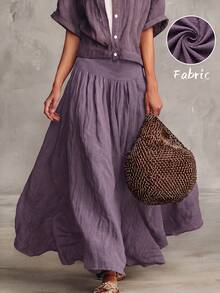 SHEIN Women's Summer A-Line Skirt & Purple Skirt, Country Style Outfit, Ideal For Country Concert, Beach, Holiday Night And Vacation - Mauve Purple - View 4