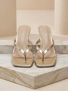MUSERA Heeled Kitten Sandal Cute Fun Girly For Summer For - Gold No. 2 - View 5